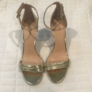 Gold ankle strap heels. NWOT